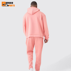 Conjunto de 2 Piezas de Sudadera con Capucha y Pantalones Deportivos de Felpa de Algodón Grueso, Color Liso, con Logotipo Personalizado, Hombros Caídos, Fabricante OEM - Product Image 5