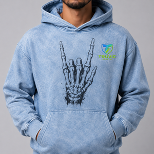 Truvic Men's Acid Wash Hoodie 100% Cotton French Terry <b>Skeleton</b> Hand Print Casual Autumn Wear Regular Fit Acid Wash <b>Hoodies</b> Men - Product Image 1