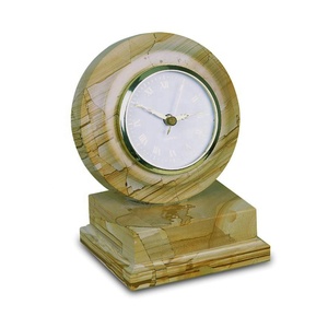 นาฬิกาไม้สักและหินอ่อนทรงกลมขนาดตามสั่งงานฝีมือจากธรรมชาติ - Product Image 1