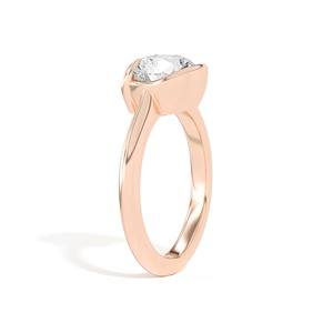 Bague de fiançailles de luxe pour femme Ando Brilliant Sloping Semi-Bezel en or massif 14 carats avec diamant taille poire certifié IGI - Product Image 4