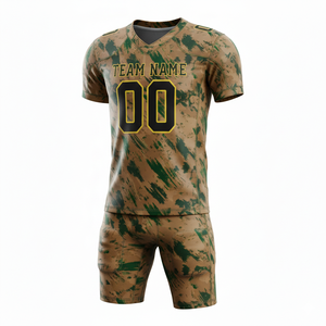 Ensemble de maillot et short de football américain personnalisé, sublimé, respirant, à séchage rapide, avec logo sur le devant, 100 % polyester - Product Image 2