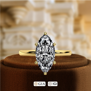 1.5CT Lab Grown <b>Diamond</b> Bridal <b>Ring</b>, Solitaire <b>Diamond</b> <b>Ring</b>, 6-Prong Marquise Engagement <b>Ring</b> in 14k Solid Gold Promise <b>Ring</b> - Product Image 3