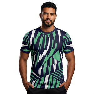 Camiseta Deportiva Unisex con Estampado Geométrico Sublimado, Manga Corta, Secado Rápido, Transpirable, Cuello Redondo, Poliéster - Product Image 2