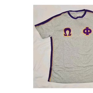 T-shirt Ringer en Chenille Omega pour Homme, Vêtements de Fraternité Personnalisés Greek Life, Écologique, Anti-UV, 100% Coton, Manches Courtes, Respirant - Product Image 2