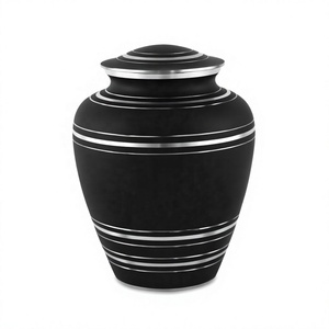 Urnes funéraires en métal noir avec anneaux argentés pour adultes, pour le stockage des cendres, fournitures funéraires, souvenir U - Product Image 1