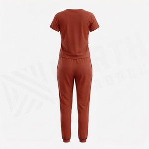 Conjunto de pijama de punto de 2 piezas para mujer con estampado de estrellas, top de manga corta y pantalones largos, cuello redondo, ropa informal para todas las estaciones - Product Image 2