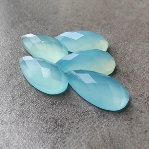 Piedra Preciosa de Calcedonia Acuática AAA+ con Corte a Cuadros, Calibrada, Forma de Pera Grande, Piedra Suelta para Joyería - Product Image 1