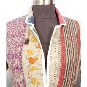 Indian Cotton Vintage Kantha <b>jacket</b> with <b>mandarin</b> <b>collar</b> and pockets button Autumn/Winter High Quality Quick Dry Plus <b>Jacket</b> - Product Image 2