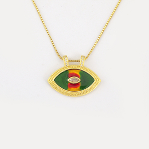 QIKU Collana Trendy in Rame Vero Smaltato Colorato con Zirconia Cubica, Ciondolo Occhio di Allah e Stella, per Migliori <span class=keywords><strong>Amici</strong></span>, per Uso Quotidiano, Vendita all'Ingrosso - Product Image 5