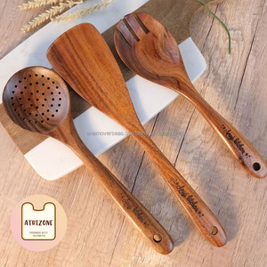 Cucharas de madera sostenibles de bambú-Utensilios de cocina antiadherentes y ecológicos - Product Image 3
