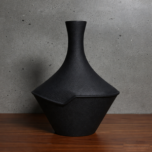 Modern <b>Matte</b> Black Metal Flower Vase Geometric Abstract Design Handcrafted Minimalist Home Decor <b>Table</b> Centerpiece Single Unit - Product Image 1