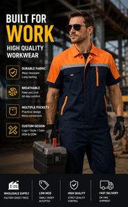 Chemise de travail à manches courtes en tissu tissé anti-plis haute visibilité avec poches zippées, plusieurs options de couleurs, personnalisable avec logo pour homme - Product Image 5