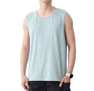 เสื้อกล้ามผู้ชายสีฟ้าอ่อน คอกลม ระบายอากาศได้ดี โลโก้ด้านหน้า ผ้าถัก โพลีเอสเตอร์ 100% แห้งเร็ว สวมใส่สบาย - Product Image 1