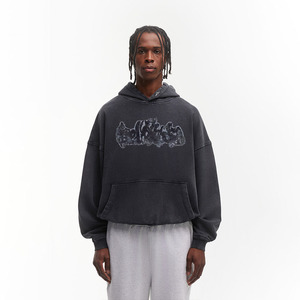 Sweat-shirts surdimensionnés personnalisés à épaules tombantes, en coton lourd 500 GSM, effet délavé vintage, avec logo imprimé sur mesure, pour l'hiver - Product Image 1