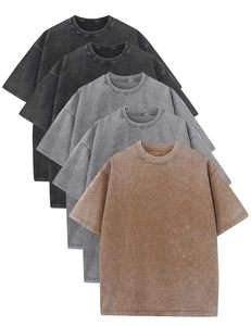 เสื้อยืดคอตตอนโอเวอร์ไซส์ผู้ชาย สีพื้น ลุคสบายๆ สไตล์สตรีทแวร์ แขนสั้น คอกลม ผ้าเจอร์ซีย์เรียบ - Product Image 1