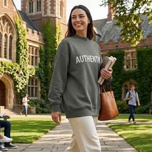 Authentic Print <b>Mock</b> <b>Neck</b> Lounge <b>Top</b> Cozy Relaxed Fit Sweatshirt Smooth Fabric Soft Feel Perfect For Home & Outings - Product Image 1