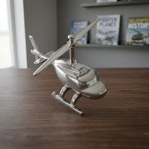 Helicóptero Metálico Plateado, Miniatura Decorativa para Mesa, Figura Decorativa para Hogar, Oficina, Escritorio, Regalo, Adorno - Product Image 5
