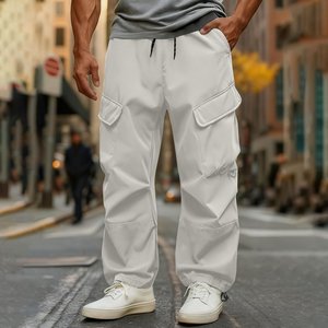 OEM Baggy Cargo Pants For Men Windproof Stretch Elastic Waist Drawstring Parachute Pants Waterproof Hiking Joggers Multi Pockets - Product Image 5