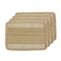 Set de table rectangulaire en jonc de mer, tressé ajouré, dessous de verre en paille à motif ajouré, sets de table décoratifs, articles de table en gros
