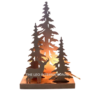 Set of 2 <b>Tree</b> Shape Design Led <b>Lighting</b> Metal <b>Tree</b> Top Christmas Iron Metal Brown Decor Christmas <b>Tree</b> - Product Image 5
