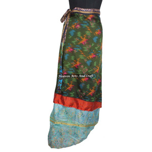 Falda Larga Envolvente de Seda India Multicolor, Hecha en India, de 2 Capas, Reversible, de Seda Mágica, Sencilla para Mujer - Product Image 5