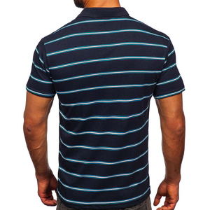 Chemise à manches courtes bleue unie pour homme, tricotée, décontractée, boutonnée, coupe classique, 100% coton respirant - Product Image 6
