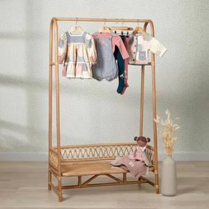 Perchero comercial para ropa, estante de ropa de ratán, barra para prendas de vestir, soporte de mimbre natural para colgar ropa - Product Image 4