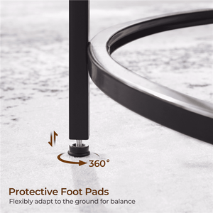 Tavolino da Caffè Moderno Quadrato in Vetro per Soggiorno con Piedini Regolabili, Finitura Nera Resistente - Product Image 2