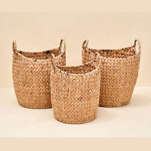 Customized Size Water Hyacinth <b>Basket</b> Set OEM ODM Handwoven Rectangular Storage Bin For <b>Shelf</b> Closet Organizer Factory Supply - Product Image 6