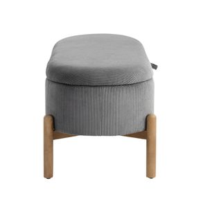 Panca contenitore in legno massello con seduta imbottita grigia in velluto a coste, con coperchio sollevabile - 1 pz. Arredamento camera da letto - Product Image 3