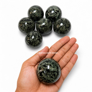 Esfera de Cristal de Turmalina Verde Feng Shui Curativa Hecha a Mano con Ágata Muntaha de Alta Calidad, Artículo Coleccionable para el Hogar - Product Image 5