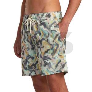 Shorts de plage décontractés pour hommes - Spandex/Polyester, imprimés par sublimation, respirants, séchage rapide, coupe-vent, longueur genou, fermeture à cordon - Product Image 1