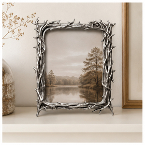 Cadre photo en métal argenté artisanal en gros, design branche d'arbre inspiré de la nature, cadre photo de table en aluminium - Product Image 2