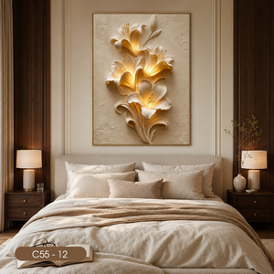 Art inspiré de la nature, art mural abstrait à fleurs, peinture faite à la main, base en verre trempé, décoration intérieure de luxe, marque privée - Product Image 2