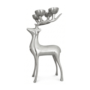 <b>Silver</b> Reindeer <b>Tea</b> Light Holder 4 Cup Antler Design Metal Candle Stand For Christmas Decoration Holiday Gifts & Home Tabletop - Product Image 5
