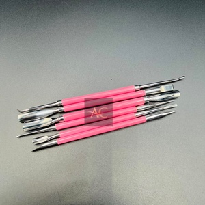 Professional 6-Piece <b>Pink</b> Stainless Steel Cuticle Pusher & Nail Art <b>Tool</b> Set with Double-Use Design for Finger & Feet Care - Product Image 3