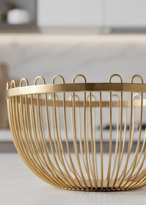 Wholesale Gold Metal Wire <b>Fruit</b> <b>Storage</b> Basket Loop Rim Minimalist Decorative Bread Bowl Kitchen - Product Image 4