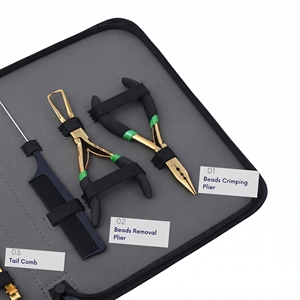 Kit de herramientas para extensiones de cabello de salón: Alicates para puntas I, Cuentas de silicona, Tijeras para separar cabello, Anillos de separación, Clips, Peine de cola - Product Image 5