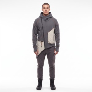 Veste à capuche en polaire pour homme, color-block, avec fermeture éclair et poches, coupe régulière, coupe-vent, pour l'automne - Product Image 1