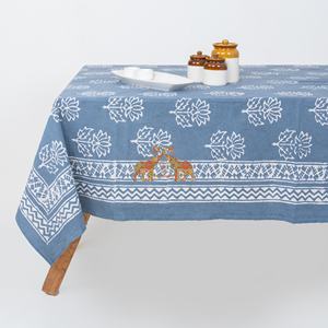 Mantel de Algodón Puro 100% Hecho a Mano con Diseño Floral de Loto, Estampado a Bloque, Decoración para Mesa de Boda, Cubierta para Mesa de Comedor - Product Image 2