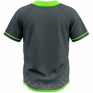 เสื้อเบสบอลแบบยูนิเซ็กซ์ แขนสั้น คอวี สีเทาเข้ม แต่งขอบสีเขียว พิมพ์ลายแบบซับลิเมชั่น แห้งเร็ว ระบายเหงื่อได้ดี - Product Image 6