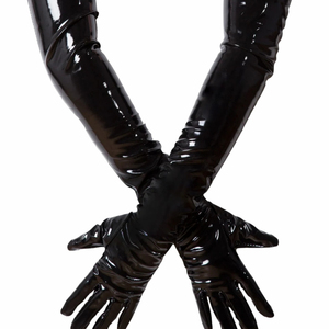 White PU Opera-Length <b>Gloves</b> Retro Style Unlined For Party Wear - Product Image 3