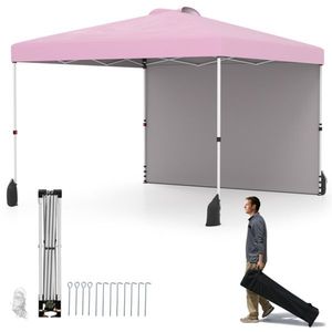 Tenda Pop-up Rosa 3x3 Metri con Borsa con Ruote e 1 Parete Laterale, Riparo Portatile per Esterni - Product Image 1