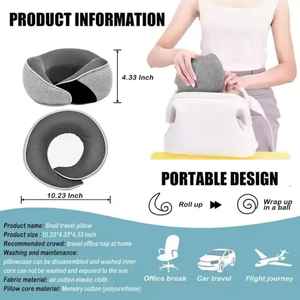 Hot Sale Luxury U-Shaped Memory Foam Neck <b>Pillow</b> Adjustable Foldable for Office <b>Travel</b> Car Comfortable Trendy <b>Inflatable</b> Outdoor - Product Image 5