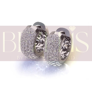 Lab Grown Diamond Wide Pave <b>Hoop</b> <b>Earrings</b> <b>14K</b> White <b>Gold</b> Huggie <b>Earrings</b> Filigree Design Wholesale for Women Trending <b>Earrings</b> - Product Image 3