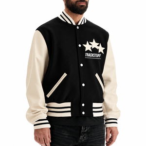 Veste universitaire personnalisée pour homme en laine et coton, col montant, logo brodé sur le devant, style streetwear, hiver - Product Image 3