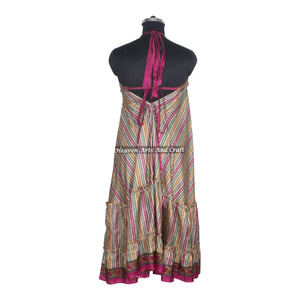 Nuevo Vestido Bohemio de Seda Sari para Mujer, Estilo Indio Vintage, Vestido Largo de Seda Sari, Elegante Vestido de Noche sin Mangas para Mujer - Product Image 3