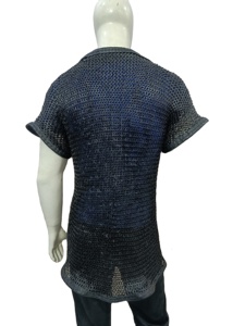 Camisa de malla de acero suave hecha a mano con ribete de cuero, manga corta, unisex para adultos, armadura historiográfica de caballero para fiesta de cumpleaños - Product Image 2