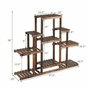 Étagère à fleurs en bois à 6 niveaux, étagères en forme d'échelle, présentoir pour plantes, étagère de rangement - Product Image 5