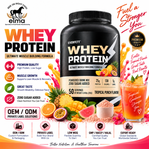 Concentrado de Proteína de Suero de Leche Elma Food 1KG Sin Azúcar Añadido 50 Porciones Fórmula de Crecimiento Muscular con BCAA Proteína en Polvo Sin GMO - Product Image 1